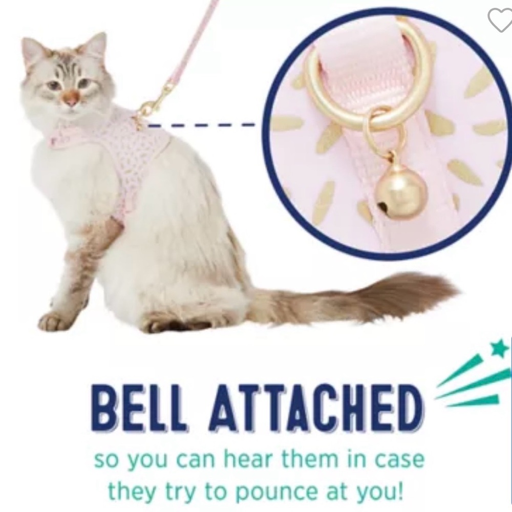 Whisker City® Pink & Gold Cat Leash & Harness Combo